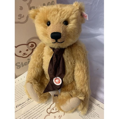 331 - A BRITISH COLLECTORS' GROWLING TEDDY BEAR 2008 BOXED WITH CERTIFICATE