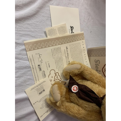 331 - A BRITISH COLLECTORS' GROWLING TEDDY BEAR 2008 BOXED WITH CERTIFICATE