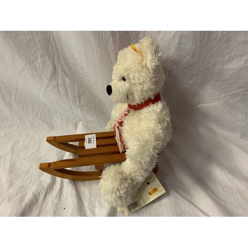 340 - A WHITE STEIFF BEAR ON A SLEDGE