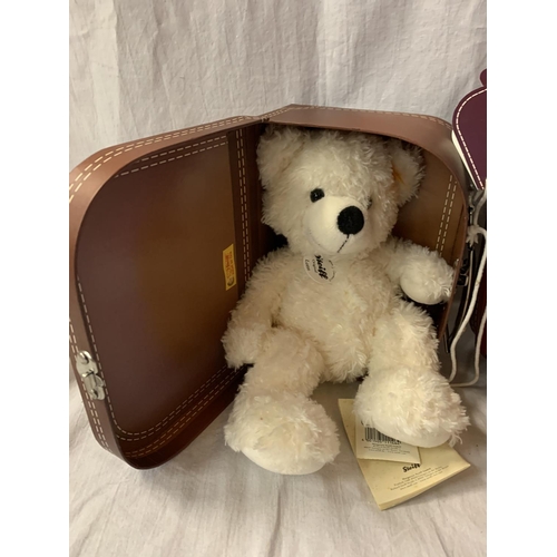 350 - TWO STEIFF BEAR SUITCASES CONTAINING LOTTE AND FYNN