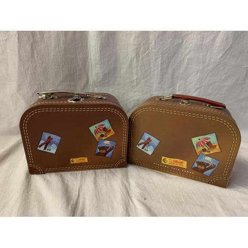 350 - TWO STEIFF BEAR SUITCASES CONTAINING LOTTE AND FYNN