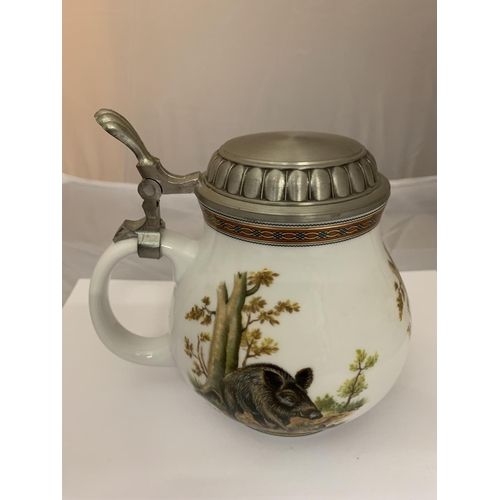 736 - A GERMAN LIDDED STEIN