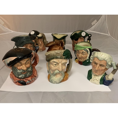 747 - AN ASSORTMENT OF NINE SMALL ROYAL DOULTON CHARACTER JUGS