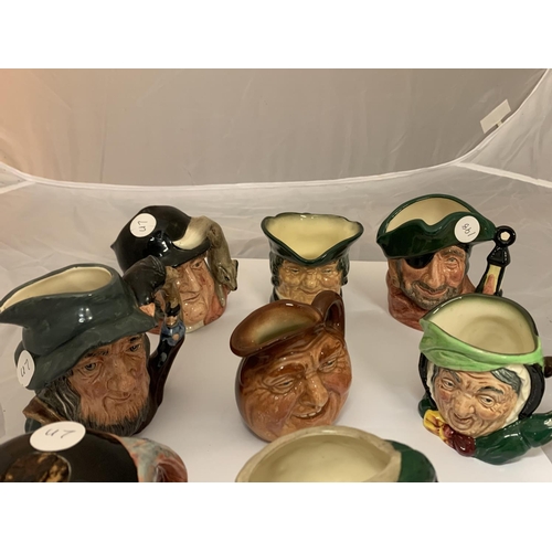 747 - AN ASSORTMENT OF NINE SMALL ROYAL DOULTON CHARACTER JUGS