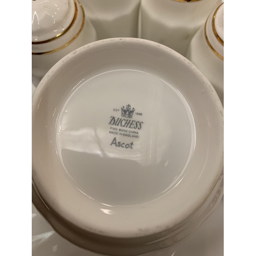 100 - AN ASSORTMENT OF WHITE DINNER WARE WITH GOLD DETAIL