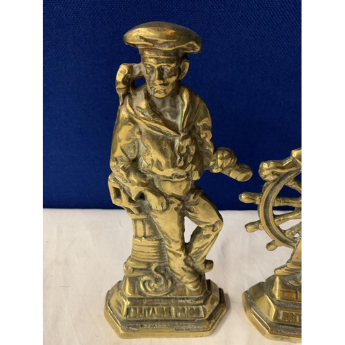 20 - A PAIR OF 'BRITAIN'S PRIDE' BRASSES DEPICTING SAILORS