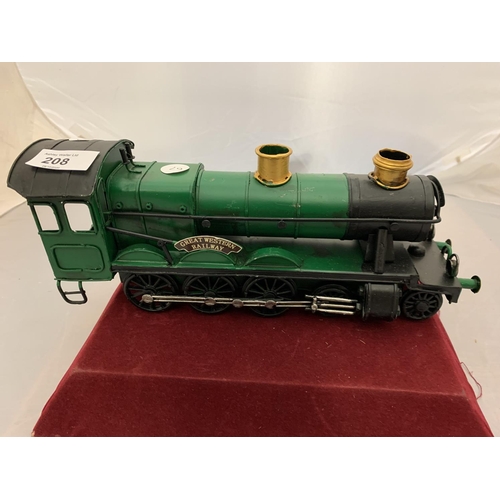 208 - A TINPLATE GREEN MODEL OF A 'GREAT WESTERN RAILWAY' TRAIN