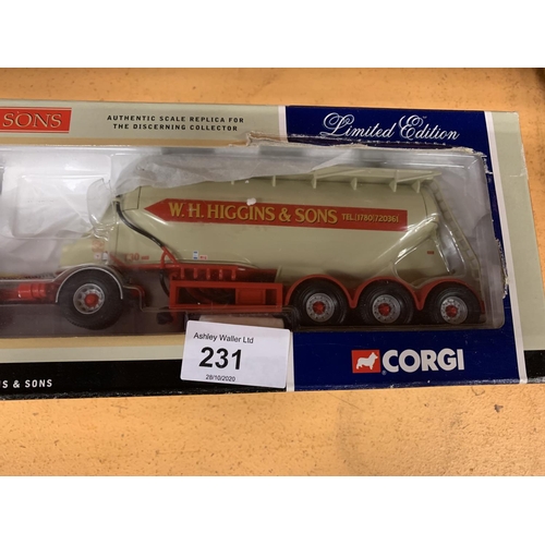 231 - A 'W.H.HIGGINS AND SONS' CORGI CLASSIC LEYLAND DAF POWDER TANKER