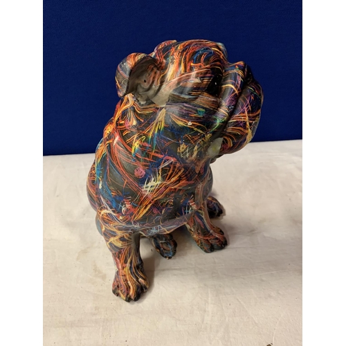 52 - AN ABSTRACT ART DECORATED BULL DOG