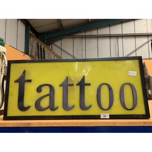 54 - A 'TATTOO' ILLUMINATED LIGHT BOX SIGN