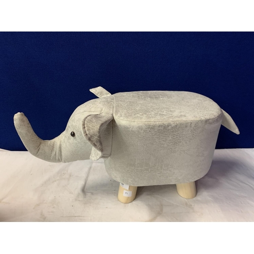 56 - A FAUX SUEDE ELEPHANT FOOTSTOOL