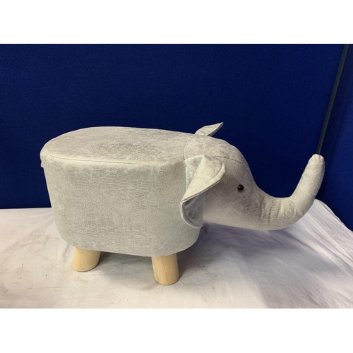 56 - A FAUX SUEDE ELEPHANT FOOTSTOOL