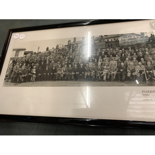 84 - A FRAMED PICTURE OF THE HARRISON AND SON (HANLEY) WORKS OUTING TO SOUTHPORT, 23RD SEPTEMBER 1950