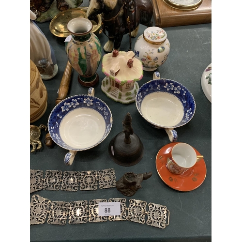 88 - AN ECLECTIC MIX OF CERAMICS AND BRASSWARE