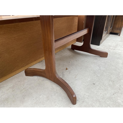 1845 - A G-PLAN WHALE LEG TEAK EXTENDING DINING TABLE, 62x42