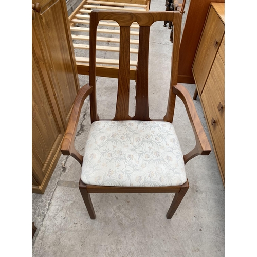 1860 - A MODERN NATHAN TEAK EXTENDING DIING TABLE AND SIX CHAIRS (4+2), 64x41