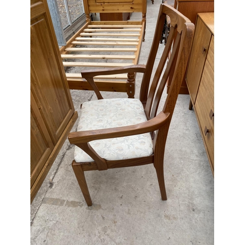 1860 - A MODERN NATHAN TEAK EXTENDING DIING TABLE AND SIX CHAIRS (4+2), 64x41