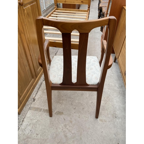 1860 - A MODERN NATHAN TEAK EXTENDING DIING TABLE AND SIX CHAIRS (4+2), 64x41