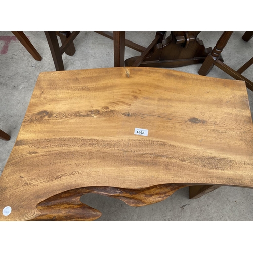 1862 - A HAND CRAFTED BEECH OCCASIONAL TABLE