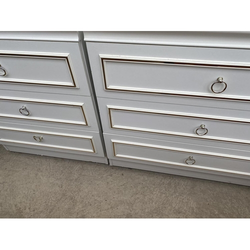 1865 - A PAIR OF MODERN WHITE CHESTS OF THREE DRAWERS