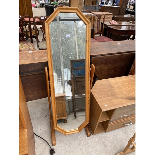 1868 - A MODERN CHEVAL MIRROR, TV UNIT AND A FIVE BAR TOWEL RAIL