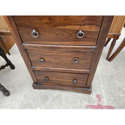 1879 - A MODERN HARDWOOD CHEST OF FOUR SHORT AND THREE LONG DRAWERS, 23