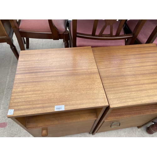 1881 - TWO TEAK AVALON BEDSIDE LOCKERS