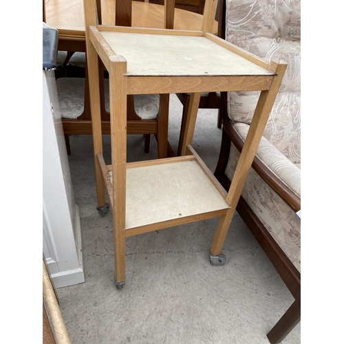 1888 - A PAINTED POT CUPBOARD, TROLLEY, STOOL AND DINING CHAIR