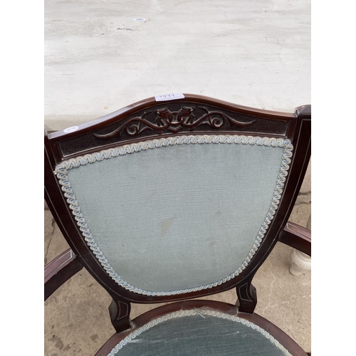 1911 - AN EDWARDIAN MAHOGANY LOW ELBOW CHAIR