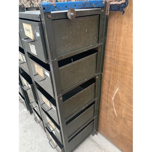 1208 - A VINTAGE INDUSTRIAL 10 DRAWER METAL STORAGE UNIT