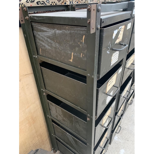 1209 - A VINTAGE INDUSTRIAL 10 DRAWER METAL STORAGE UNIT