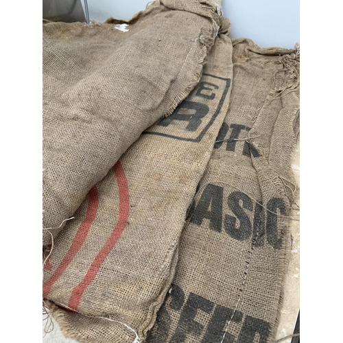 1319 - SIX VINTAGE HESSIAN SACKS