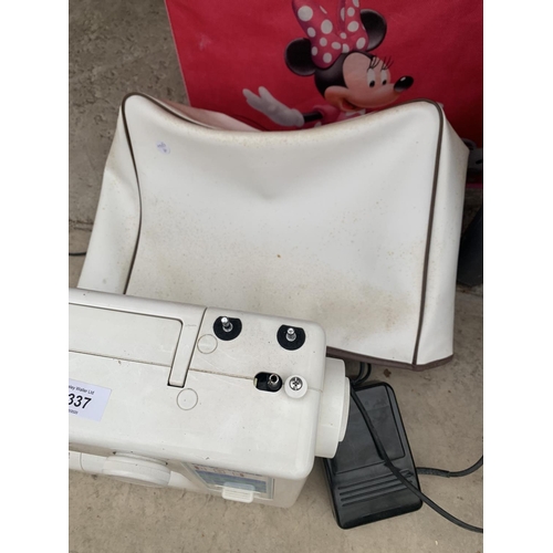 1337 - A NEW HOME ELECTRIC SEWING MACHINE WITH FOOT PEDAL - W/O