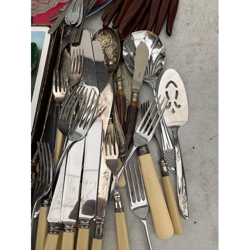 1346 - A QUANTITY OF FLATWARE, BOXED PLACE MATS AND GLASSES