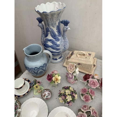 1347 - A MIXED QUANTITY OF CERAMICS TO INCLUDE CUPS AND SAUCERS, STONEWARE JUG ETC.