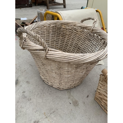 1403 - THREE WICKER BASKETS