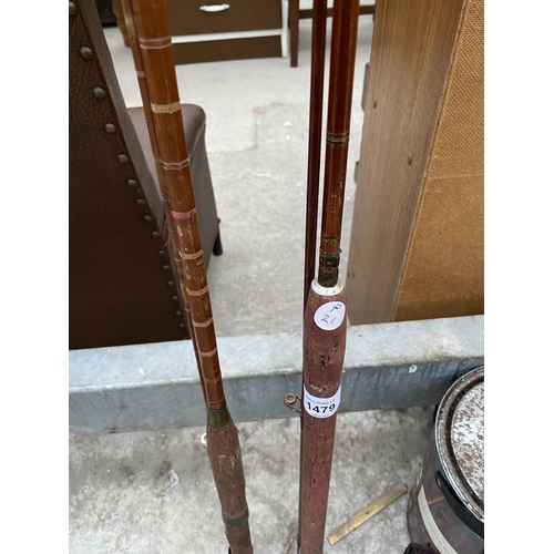 1479 - TWO SPLIT CANE FISHING RODS