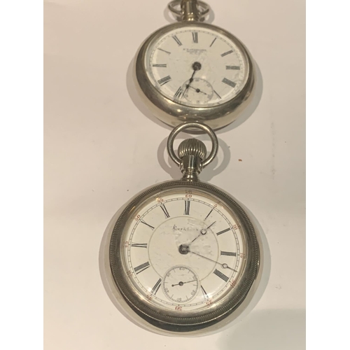 640 - FOUR WHITE METAL POCKET WATCHES - MOVEMENTS WORKING AT TIME OF CATALOGING