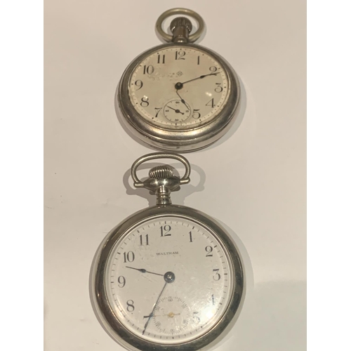 640 - FOUR WHITE METAL POCKET WATCHES - MOVEMENTS WORKING AT TIME OF CATALOGING