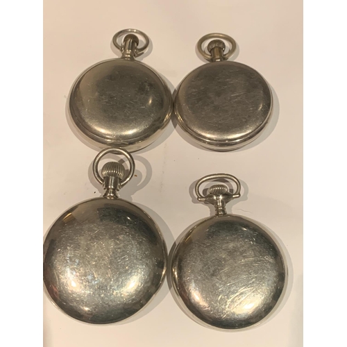 640 - FOUR WHITE METAL POCKET WATCHES - MOVEMENTS WORKING AT TIME OF CATALOGING