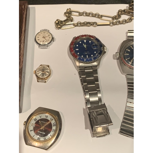 645 - SIX FASHION WRISTWATCHES AND VARIOUS WATCH PARTS