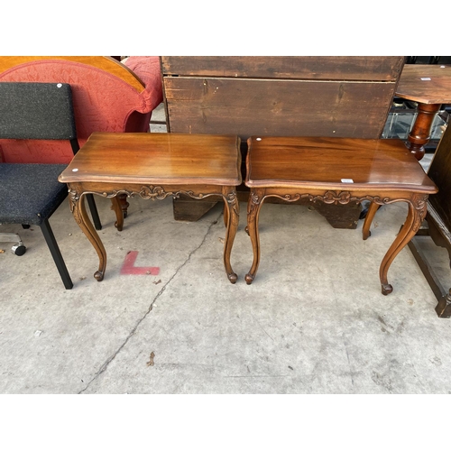 2143 - A PAIR OF VICTORIAN MAHOGANY STYLE OCCASIONAL TABLES