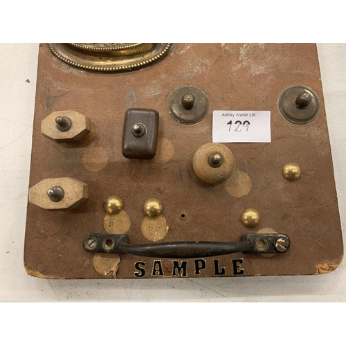 129 - VINTAGE BRASS IRONMONGERY SAMPLE BOARD