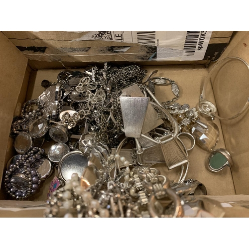 138 - A BOX OF WHITE METAL JEWELLERY