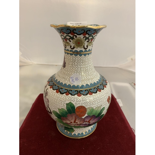 145 - A FLOWER DECORATED CLOISONNE VASE