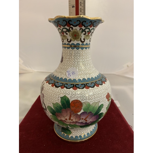 145 - A FLOWER DECORATED CLOISONNE VASE