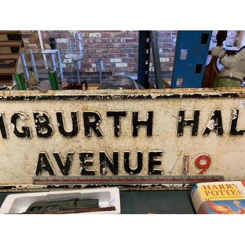 175 - A HEAVY CAST IRON BELIEVED GENUINE LIVERPOOL STREET SIGN 'AIGBURTH HALL AVENUE'