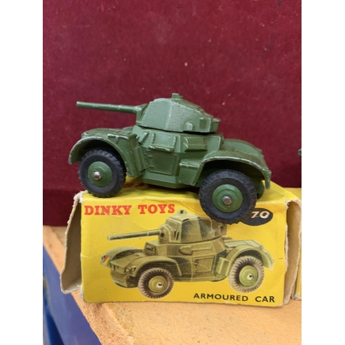 246 - A PAIR OF BOXED ARMY VEHICLES BY DINKY TOYS TO INCLUDE A SCOUT CAR