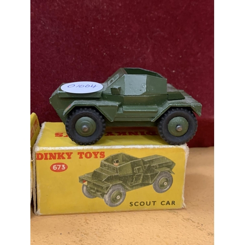 246 - A PAIR OF BOXED ARMY VEHICLES BY DINKY TOYS TO INCLUDE A SCOUT CAR