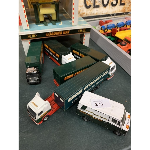 273 - A CORGI 'EDDIE STOBART' SET WITH SIX WAGONS TO INCLUDE WAGON WASH